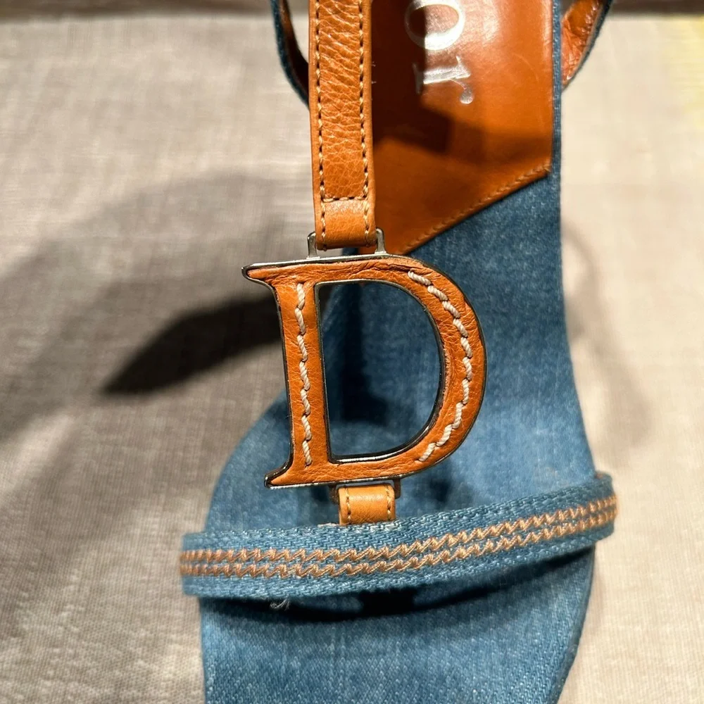 *Rare Vintage* Christian Dior Women's Denim Wedges - Picture 8 of 12